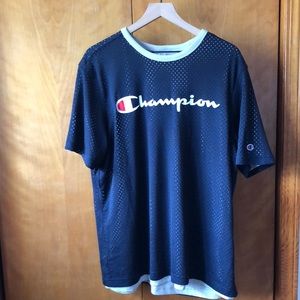 Men’s Champion Reversible T-shirt Navy Mesh Grey XL